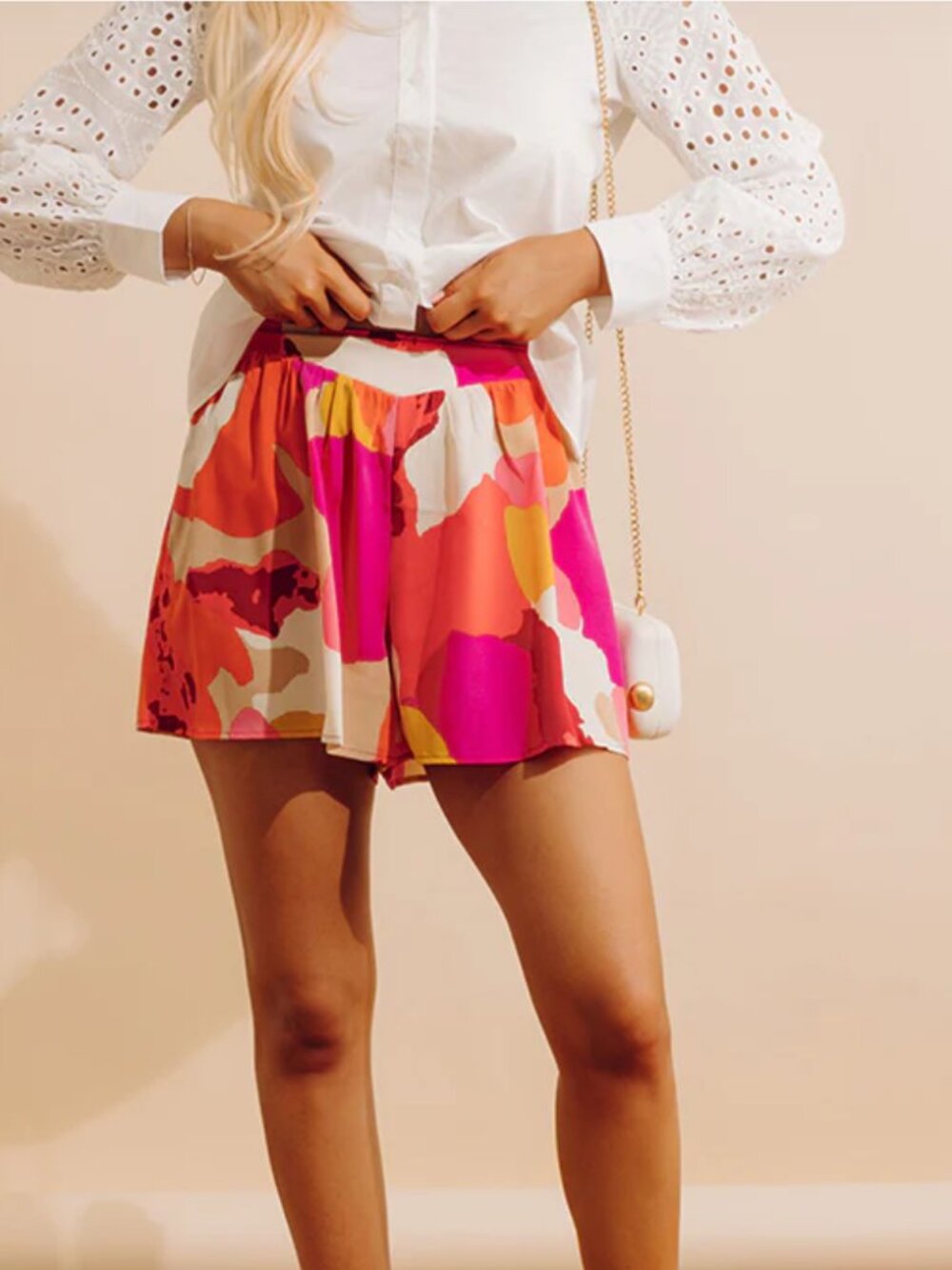 Tropical caftan top and shorts set